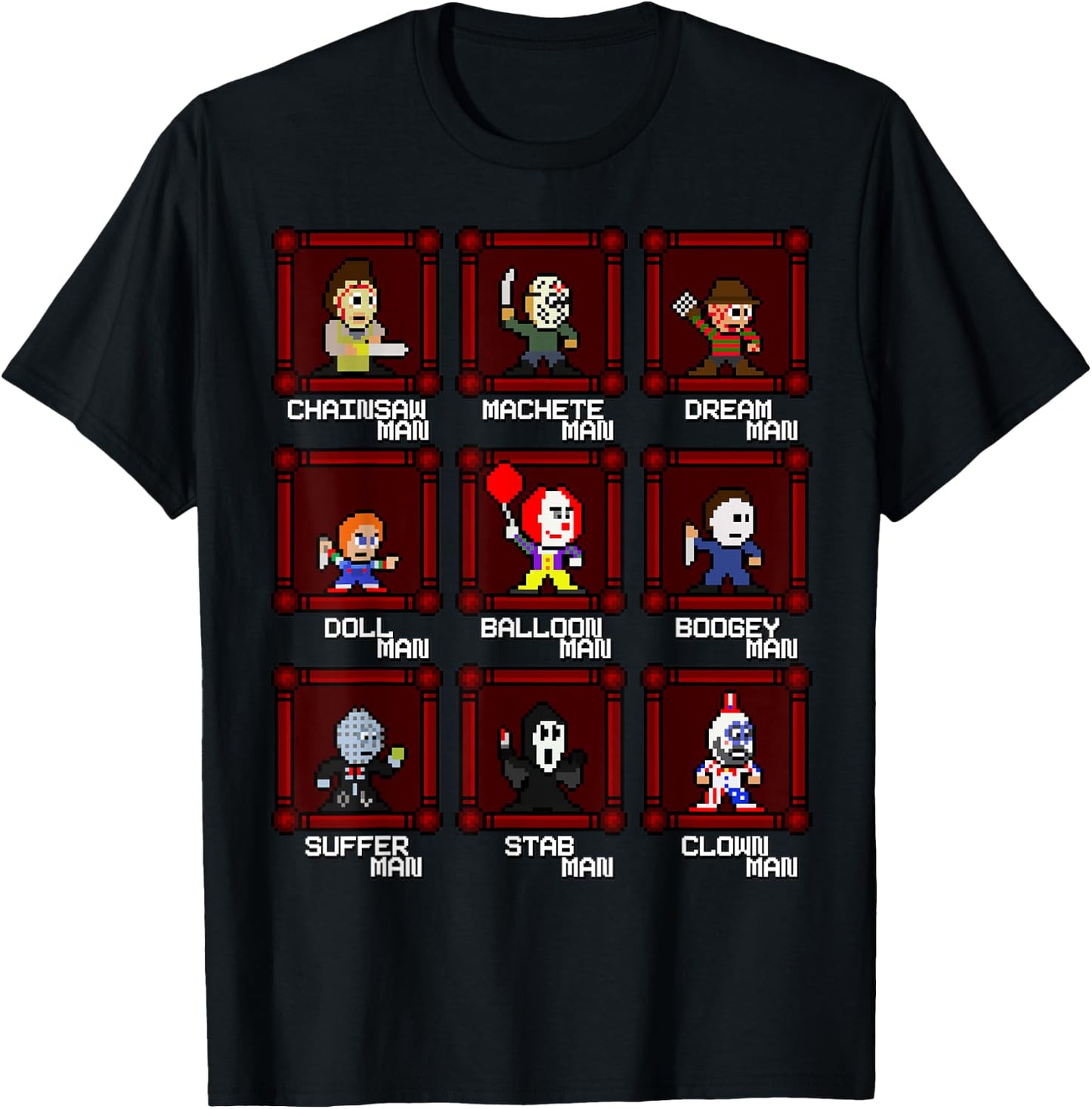 Choose Your Slasher 8-Bit Retro Horror Game T-Shirt - T-Shirt | Black