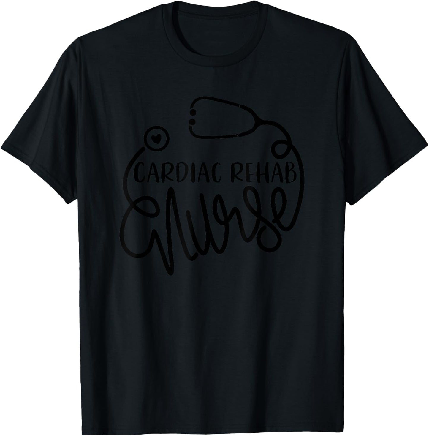 Rehabilitation Medical Department - JoinHealthcare Cardiac Rehab Nurse - -Adults - Grey - Small - Short Sleeve - Modern - Stethoscope Design T-Shirt - T-Shirt | Black