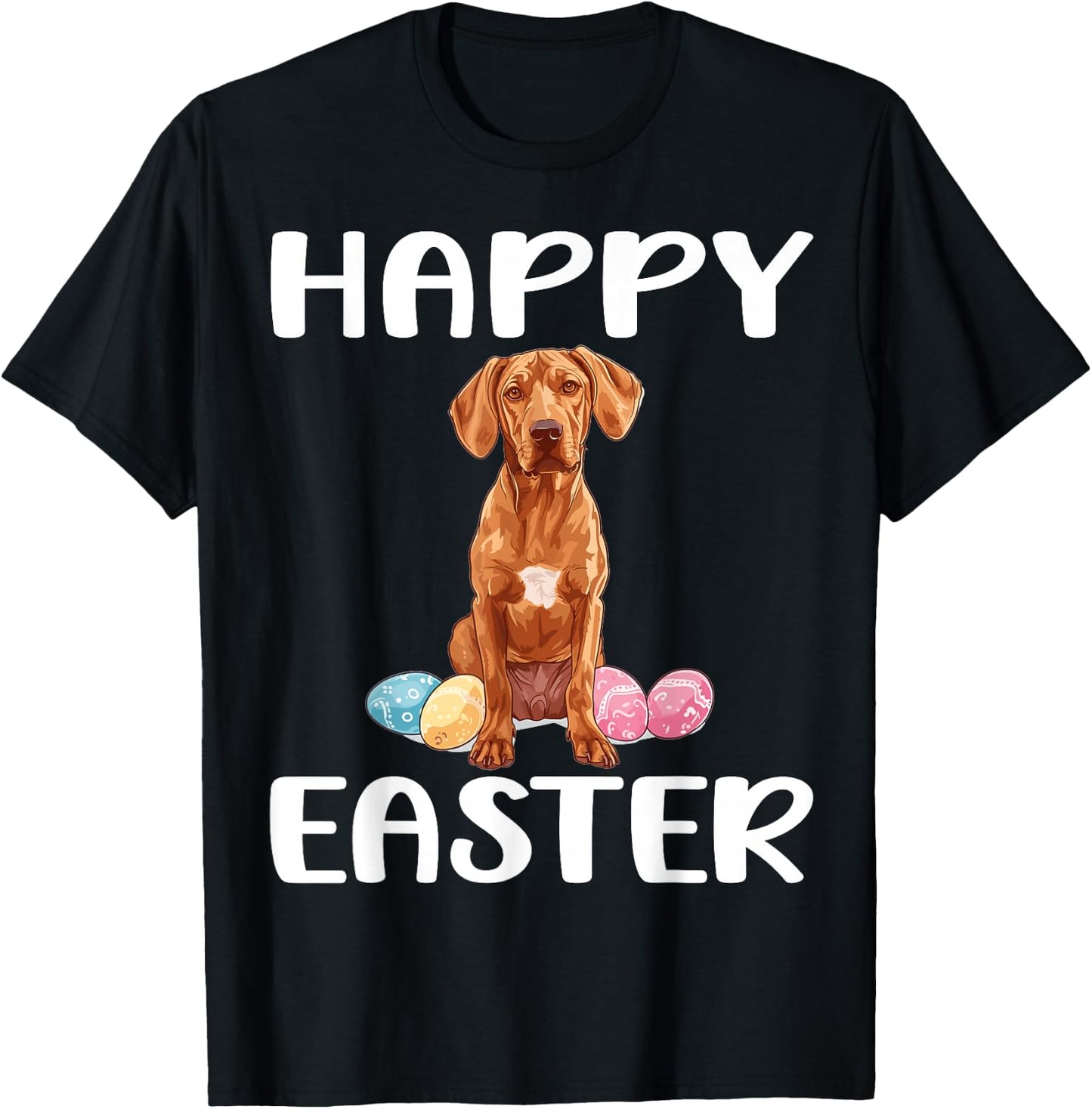 Rhodesian Ridgeback Dog Breed Happy Easter Men Women Kids T-Shirt - T-Shirt | Black