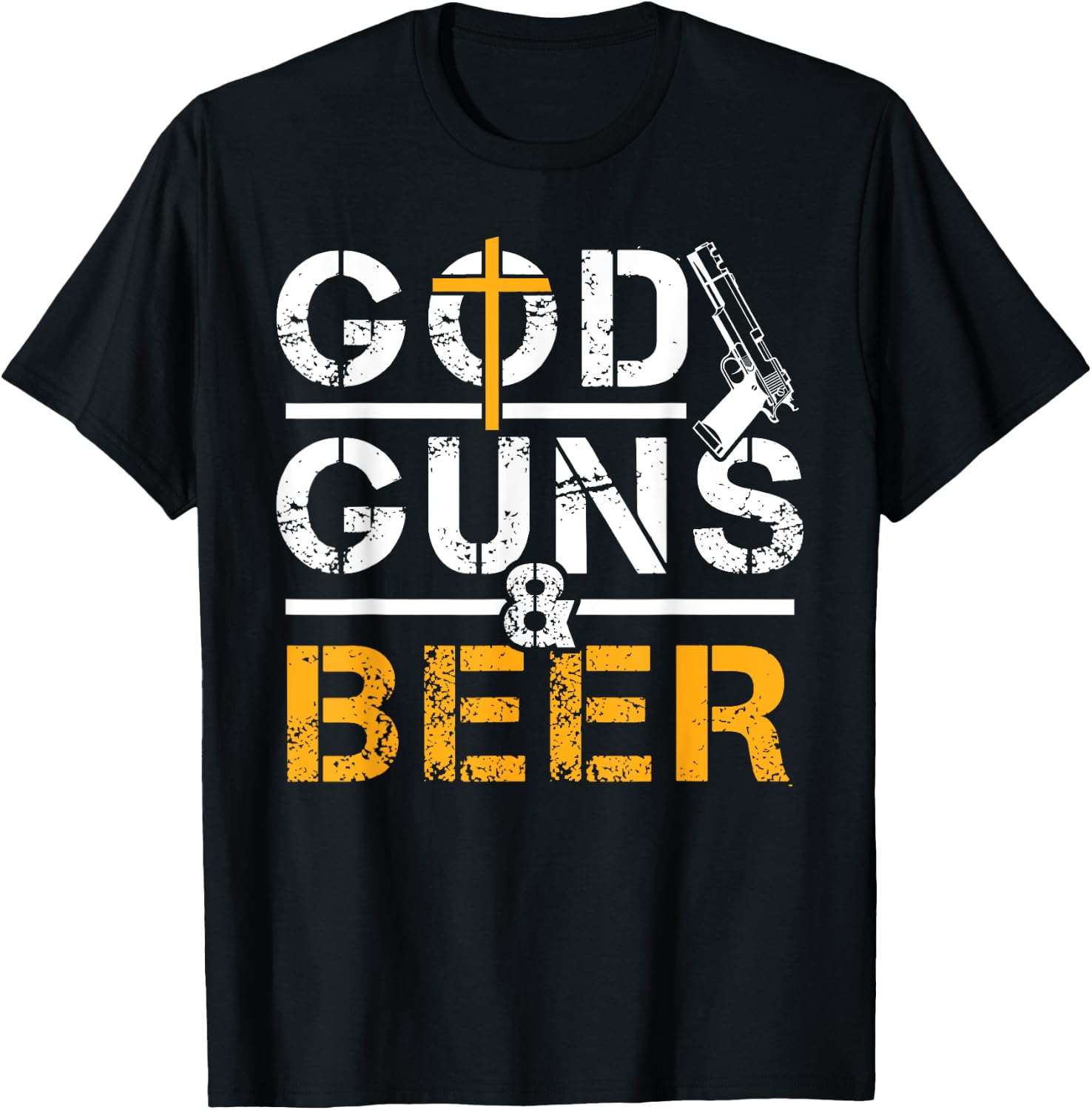 God Guns And Beer Christian Believe T-Shirt - T-Shirt | Black
