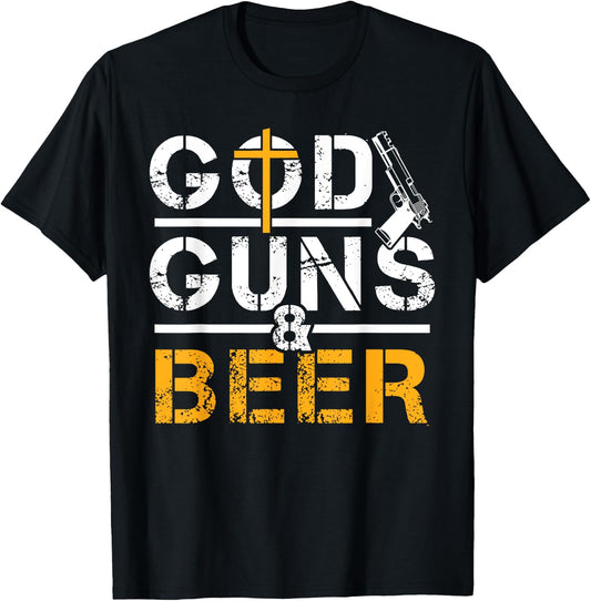 God Guns And Beer Christian Believe T-Shirt - T-Shirt | Black