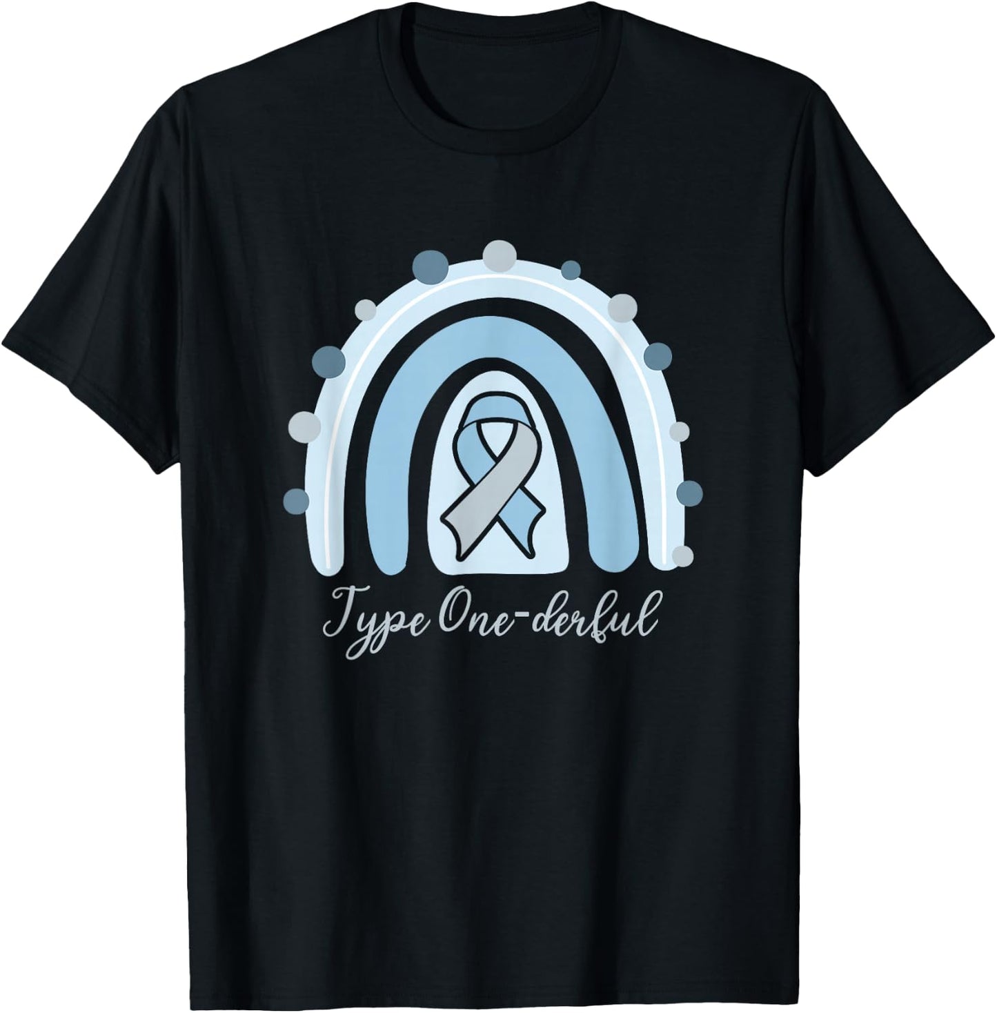 Type 1 Diabetes T1D Awareness One-Derful Nordic Rainbow Gift T-Shirt - T-Shirt | Black