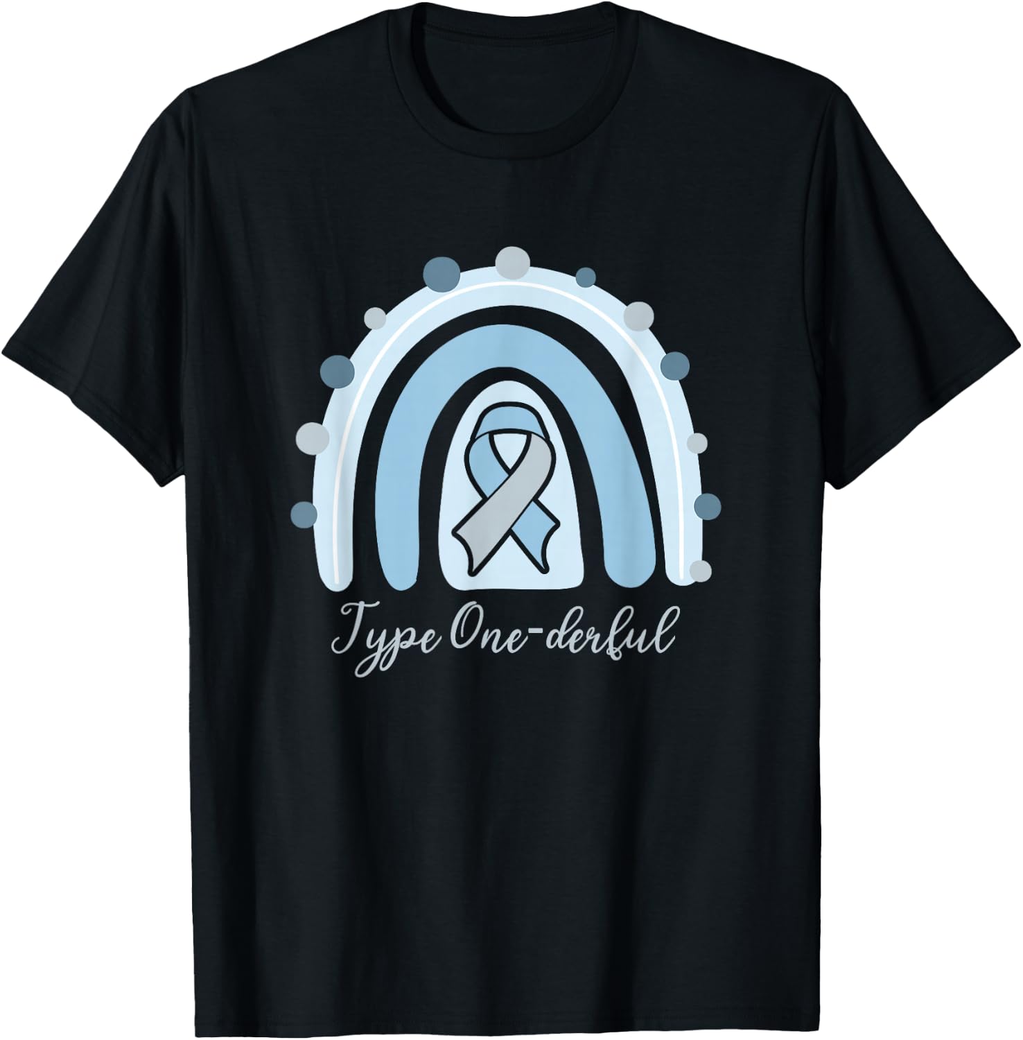 Type 1 Diabetes T1D Awareness One-Derful Nordic Rainbow Gift T-Shirt - T-Shirt | Black