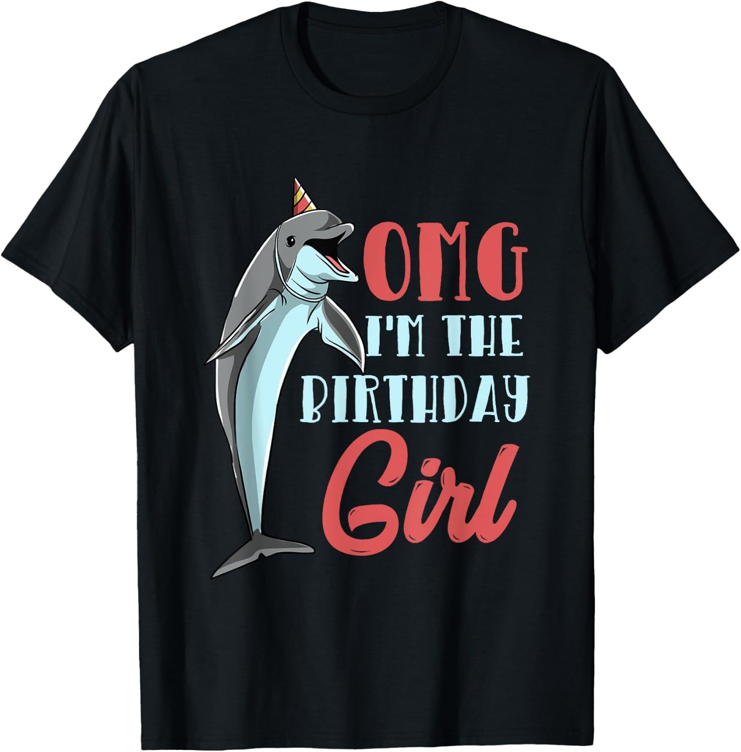 Dolphin Birthday Women Cute Dolphin Girl T-Shirt - T-Shirt | Black