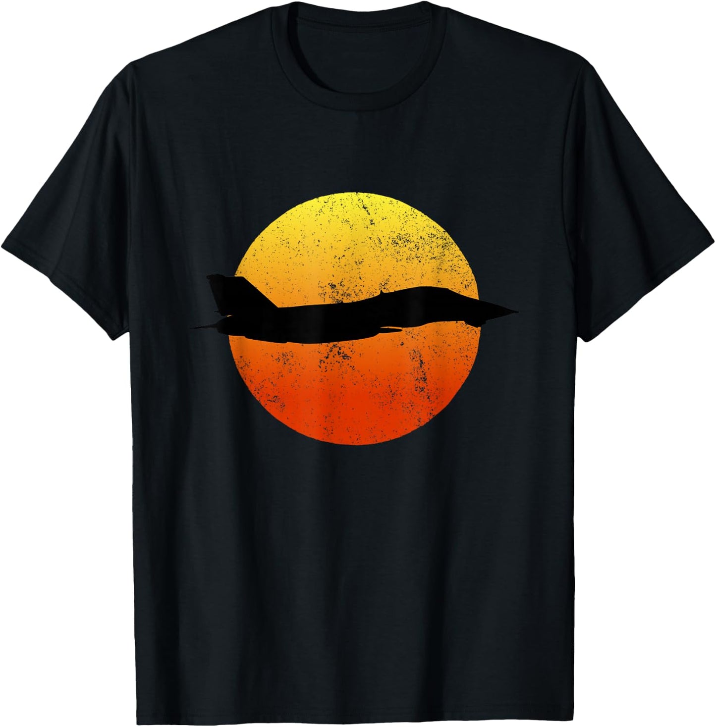F-14 Tomcat Silhouette Retro Sunset Military Jet Flying F14 T-Shirt - T-Shirt | Black