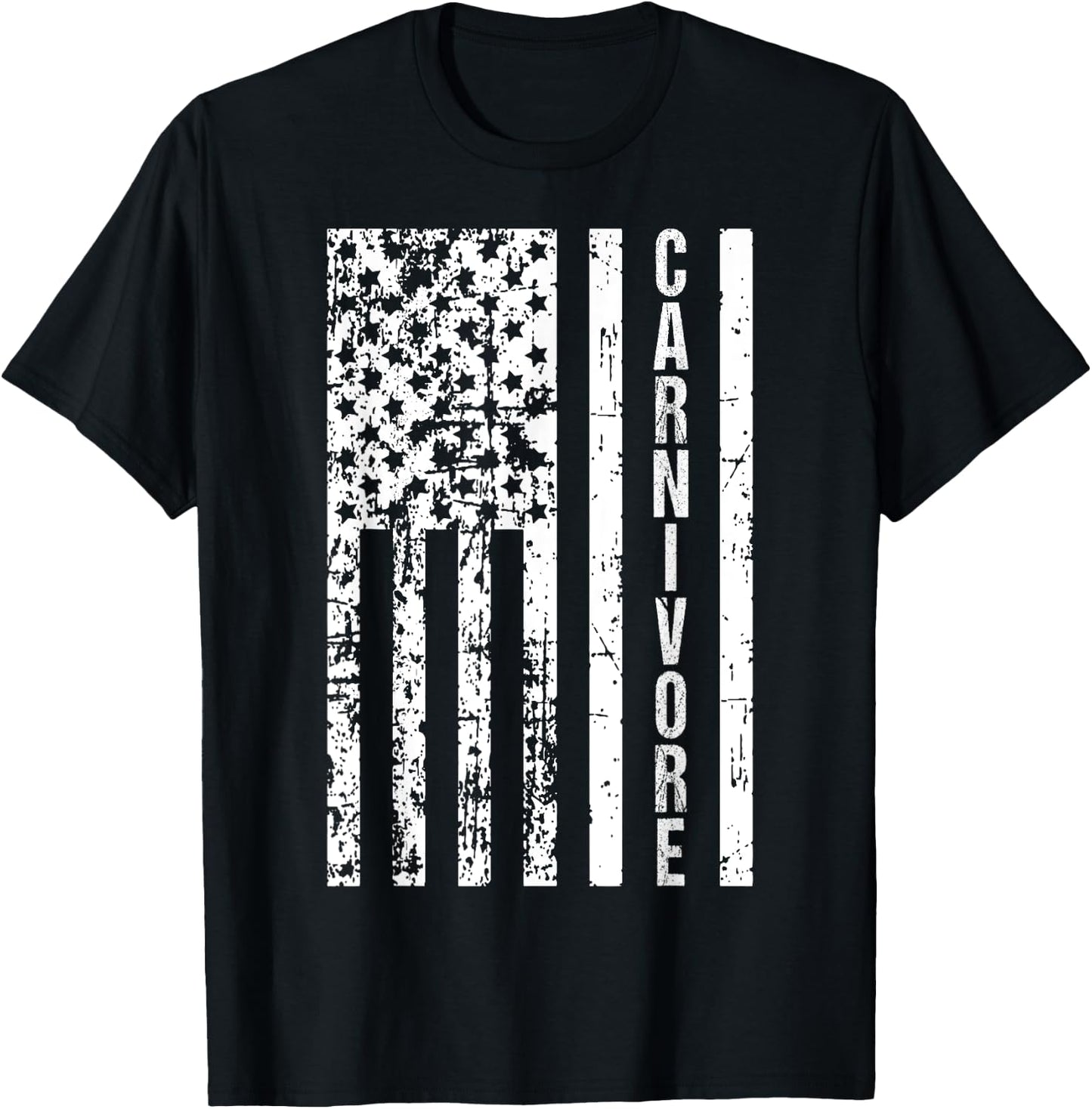 American Flag Carnivore Diet Meat Eater T-Shirt - T-Shirt | Black