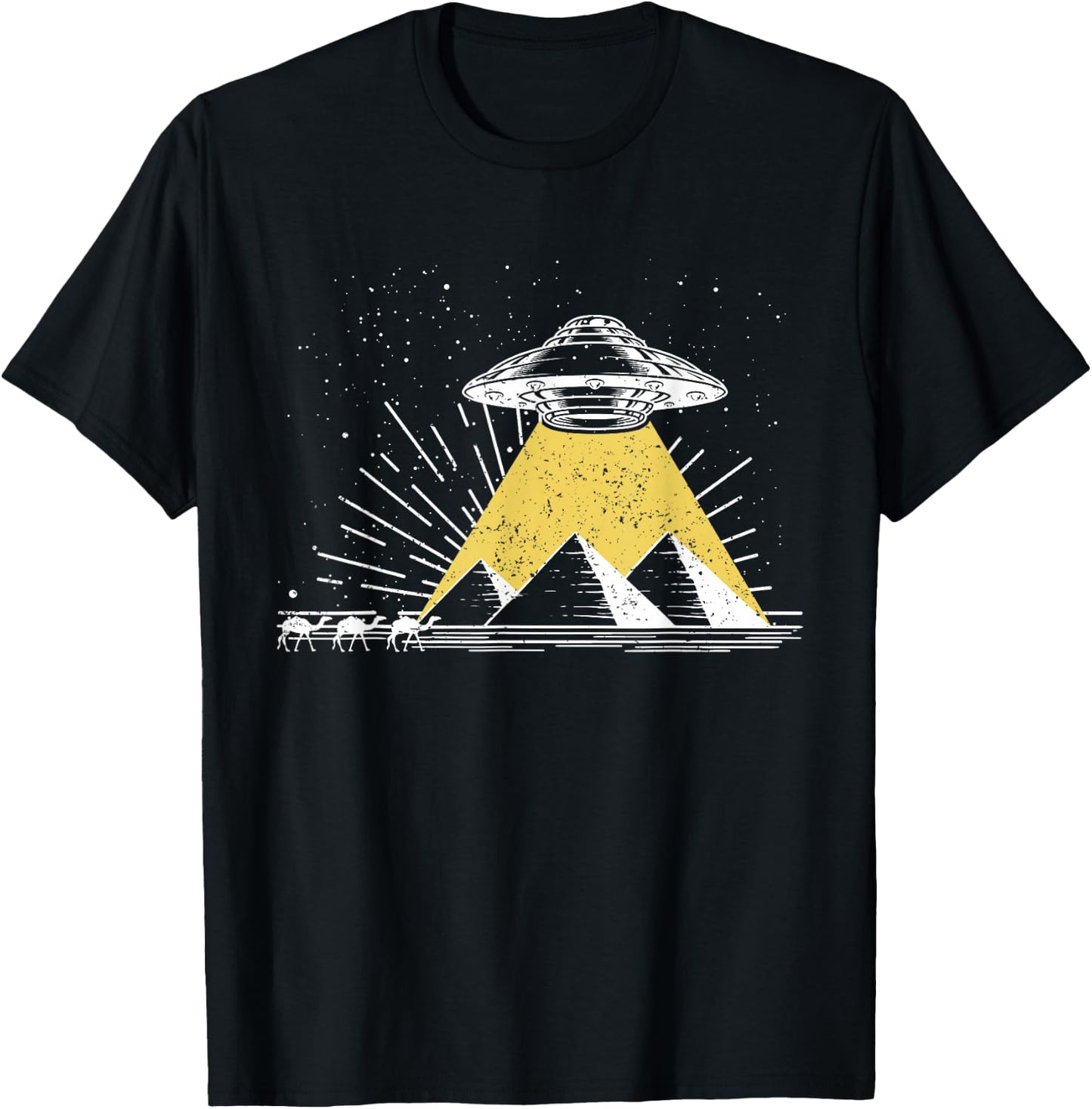 Science Fiction Universe Space Egypt Pyramids UFO T-Shirt - T-Shirt | Black