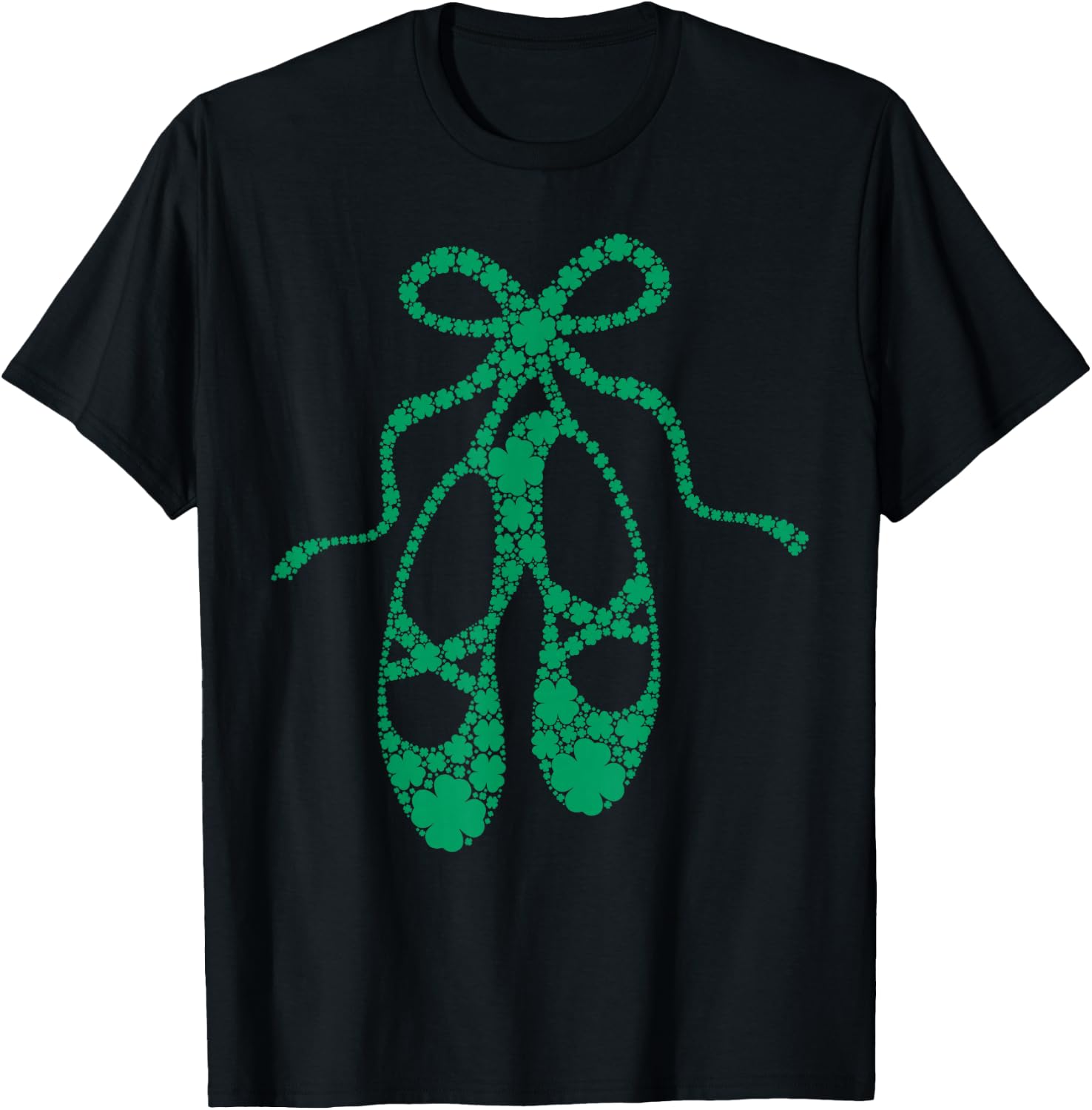 Ballerina Dance Shoes Shamrock Clovers St Patricks Day Girls T-Shirt - T-Shirt | Black
