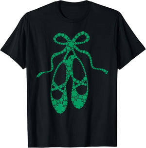 Ballerina Dance Shoes Shamrock Clovers St Patricks Day Girls T-Shirt - T-Shirt | Black
