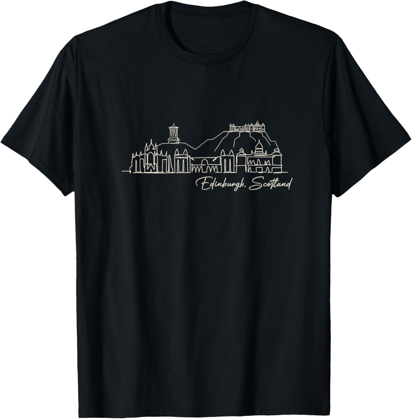 Signature Edinburgh City Skyline - Scotland Souvenir T-Shirt - T-Shirt | Black