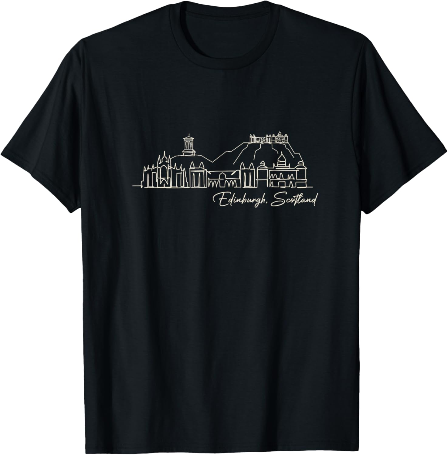 Signature Edinburgh City Skyline - Scotland Souvenir T-Shirt - T-Shirt | Black