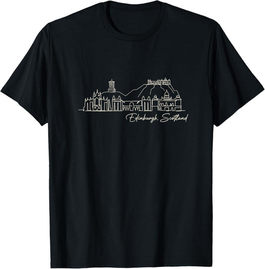 Signature Edinburgh City Skyline - Scotland Souvenir T-Shirt - T-Shirt | Black