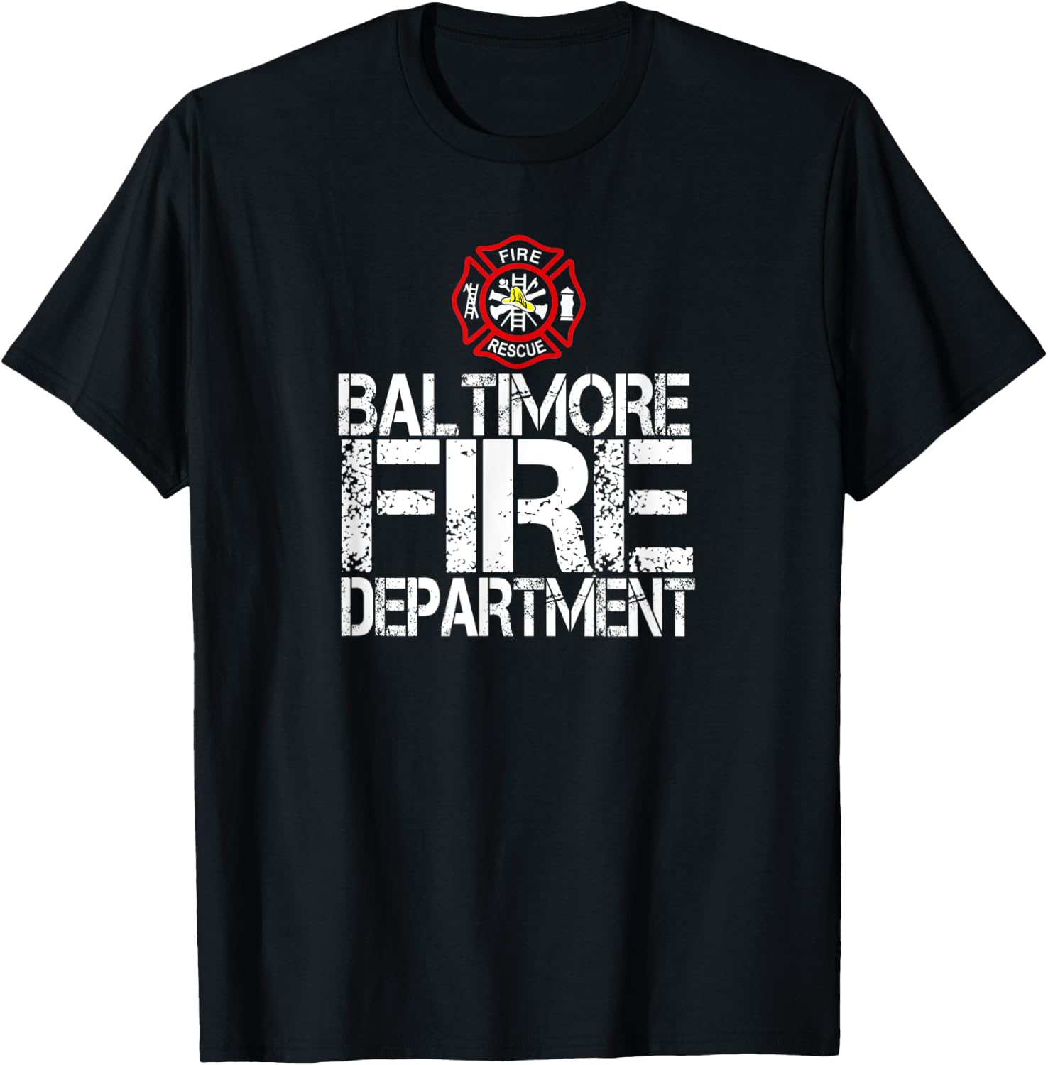 Baltimore Fire Dept with Florian Cross Family Kids Adults T-Shirt - T-Shirt | Black