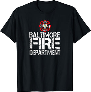 Baltimore Fire Dept with Florian Cross Family Kids Adults T-Shirt - T-Shirt | Black