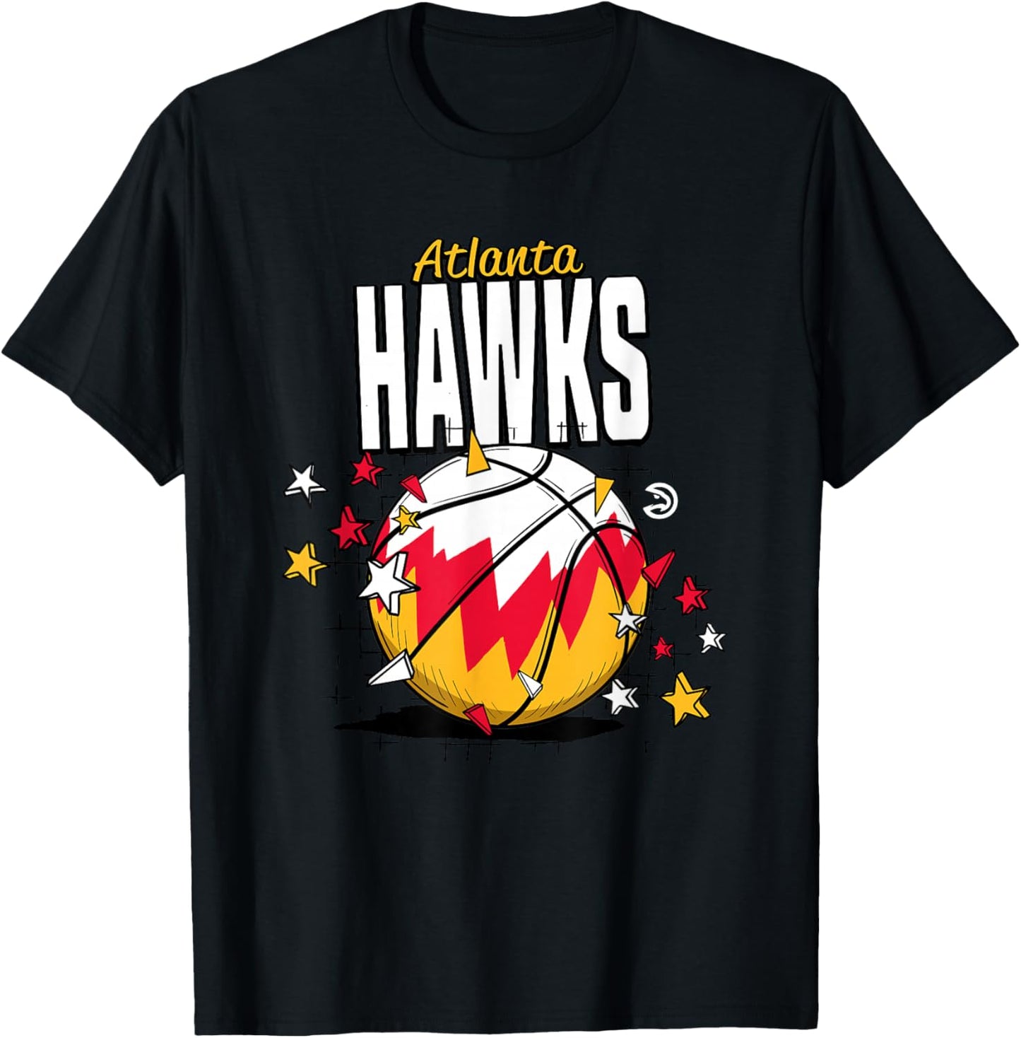 NBA Atlanta Hawks Basketball Doodle Stars T-Shirt - T-Shirt | Black