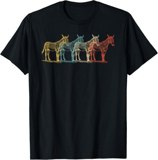 Mule Vintage Retro Donkey Horse Hybrid Lover 60s 70s Gift T-Shirt - T-Shirt | Black