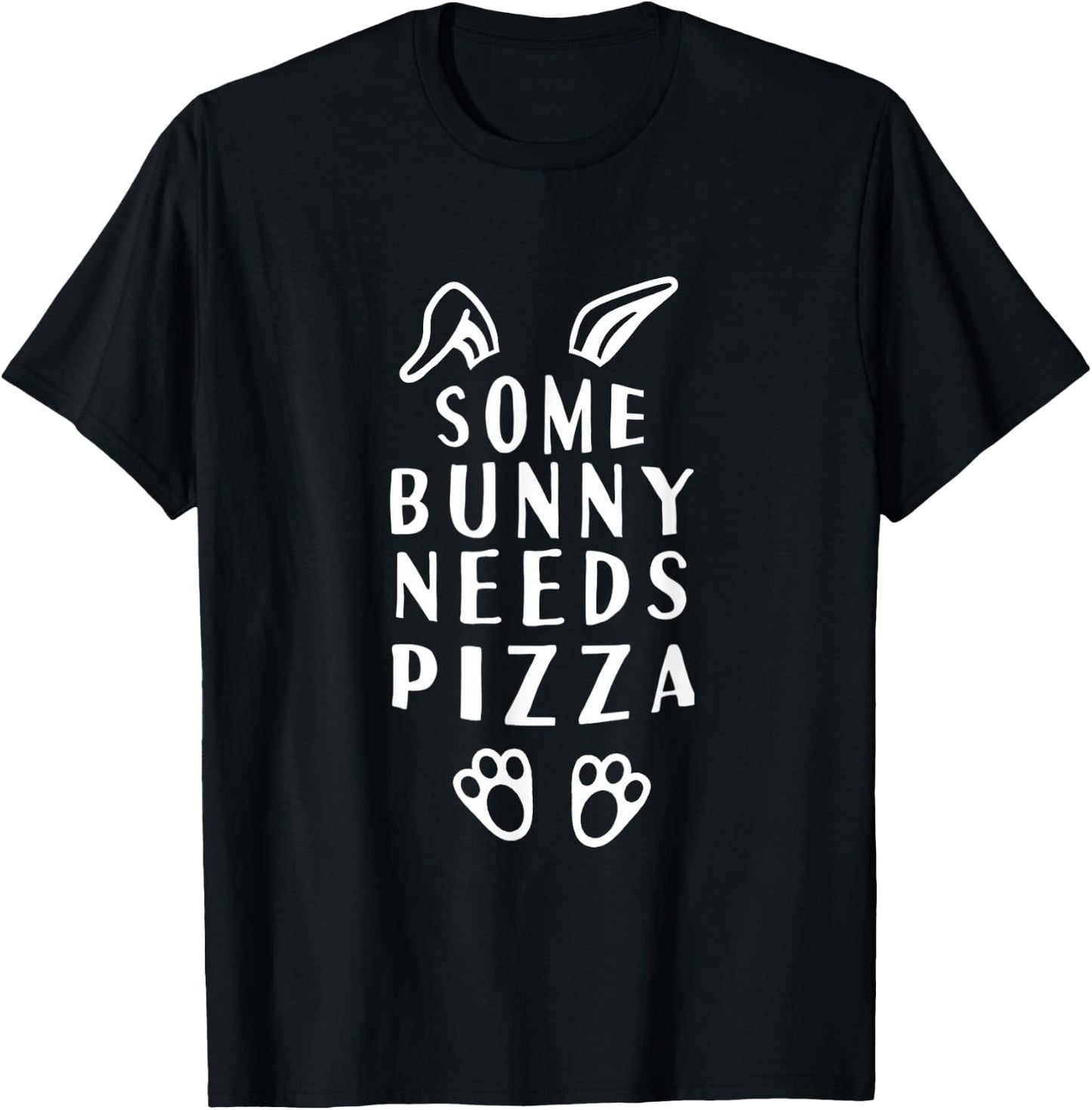 Some Bunny Needs Pizza Funny Easter T-Shirt - T-Shirt | Black