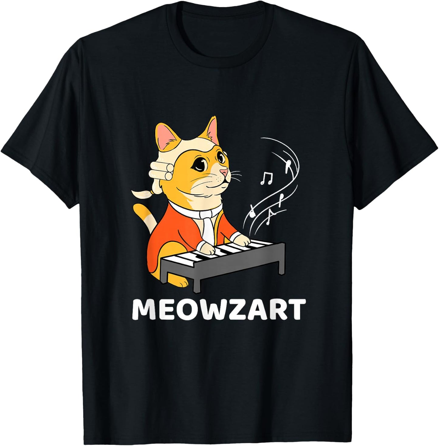 Meowzart Cat Playing Piano T-Shirt - T-Shirt | Black