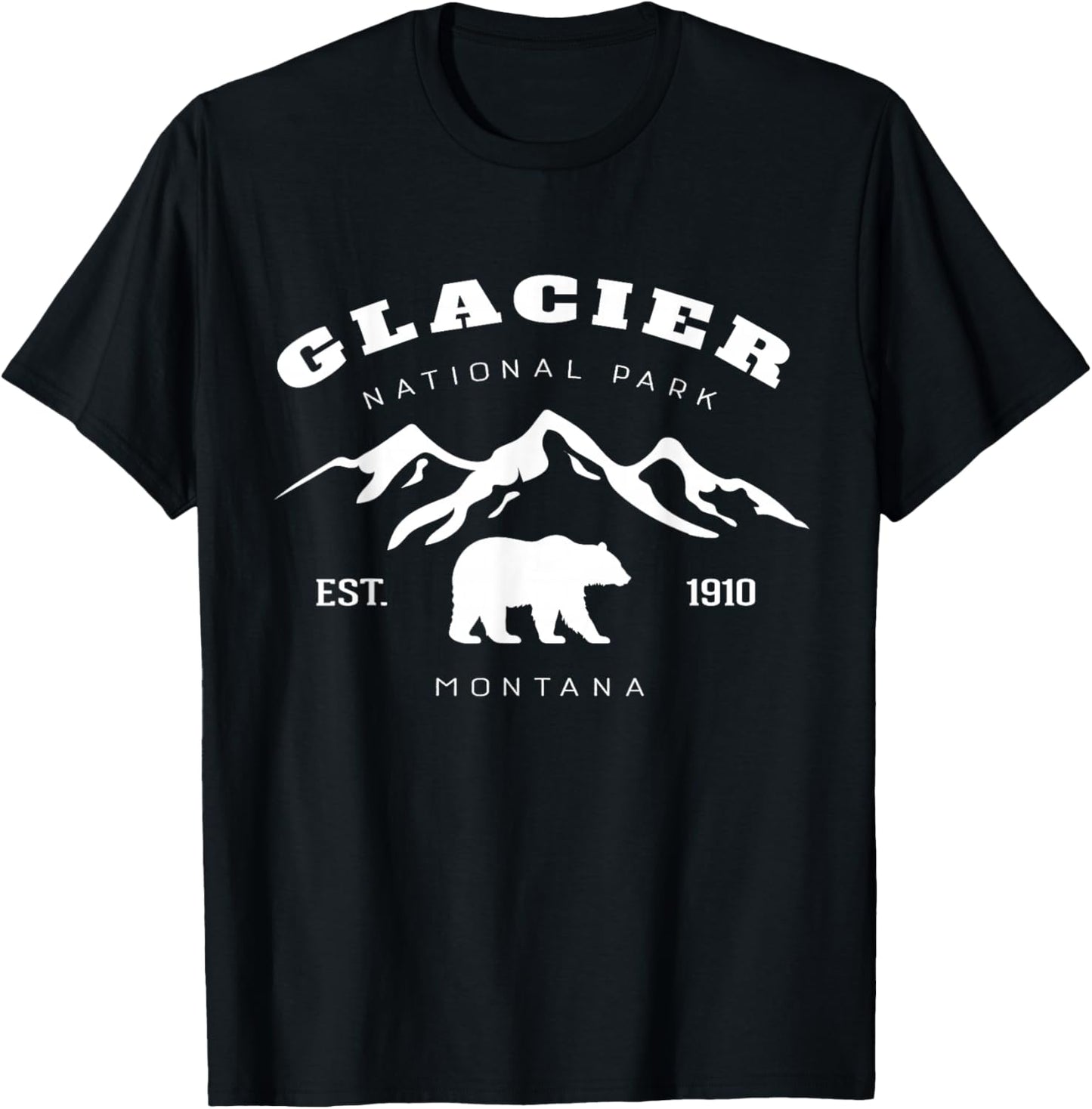 Retro Vintage Glacier National Park for kids Hiking Camping T-Shirt - T-Shirt | Black