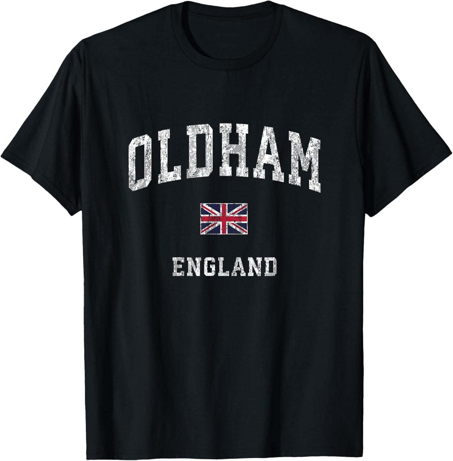 Oldham England Vintage Athletic Sports Design T-Shirt - T-Shirt | Black
