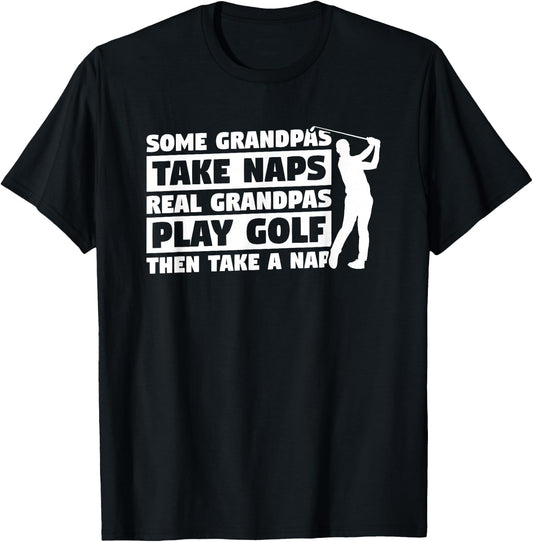 Funny Golfing Gift For A Grandpa Golfer Men's Adult Golf Black Small Classic Fit Short Sleeve T-Shirt - T-Shirt | Black
