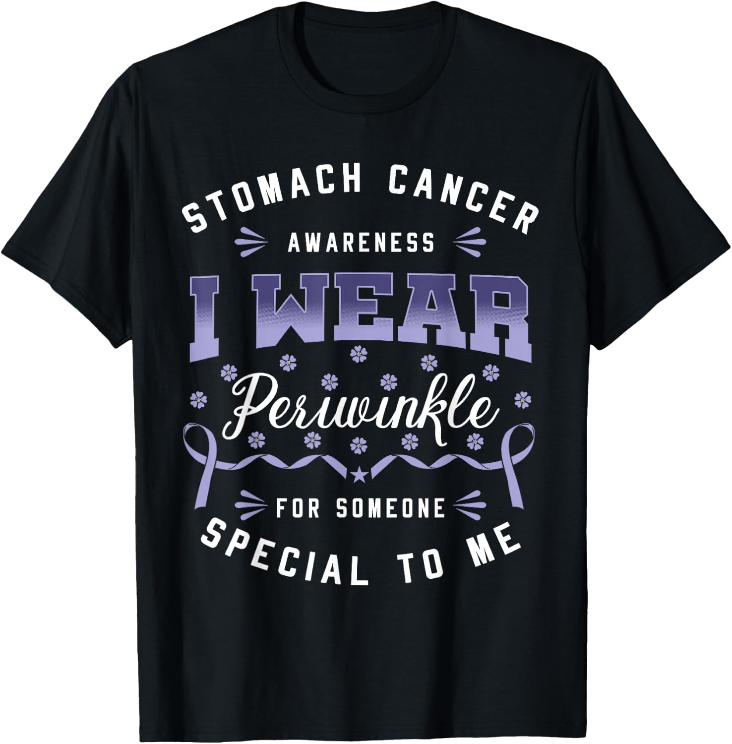 Stomach Cancer Awareness I Wear Periwinkle Gastric Survivor T-Shirt - T-Shirt | Black