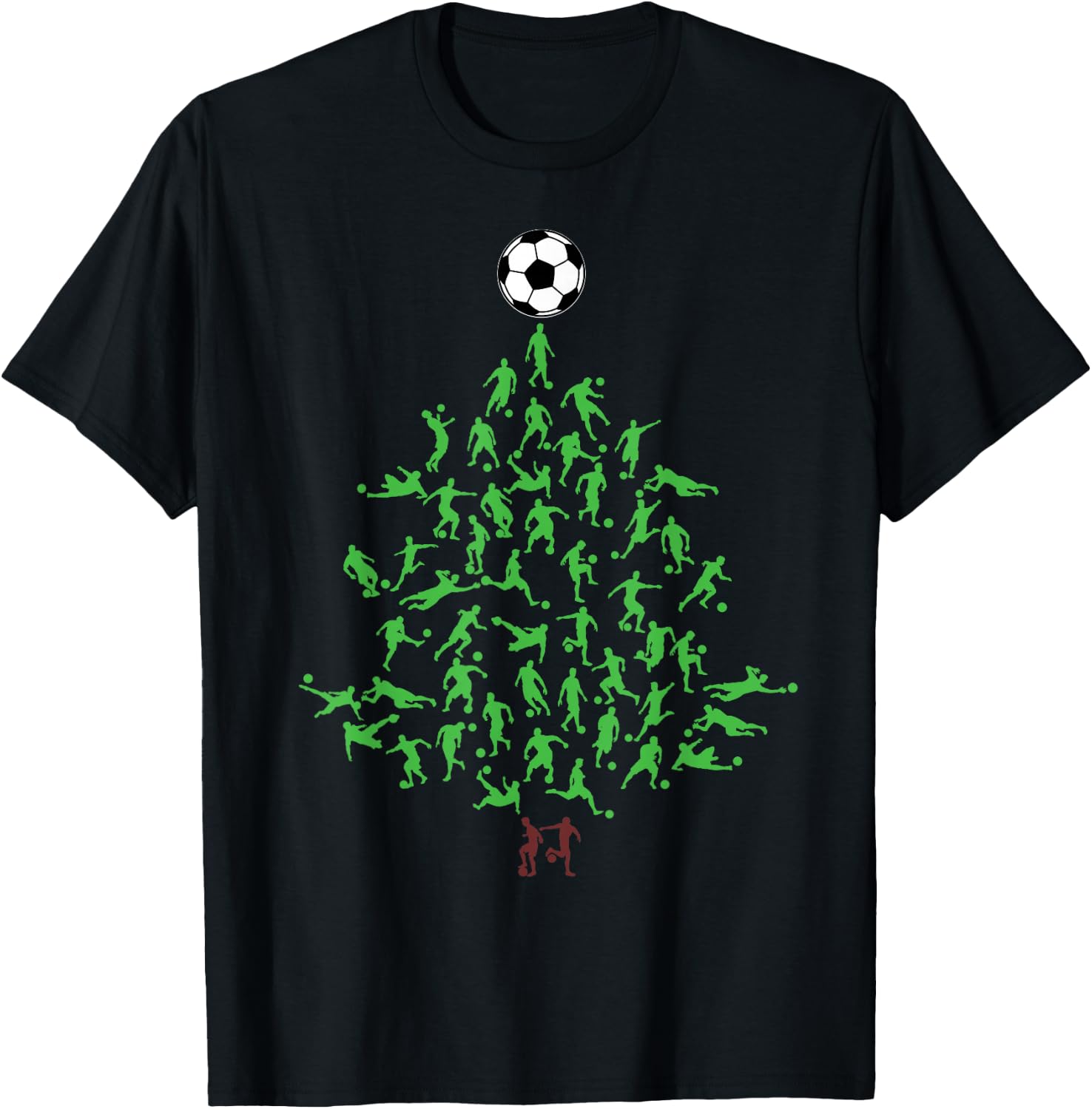 Soccer Player Christmas Tree Xmas, Soccer Christmas T-Shirt - T-Shirt | Black