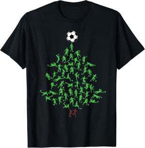 Soccer Player Christmas Tree Xmas, Soccer Christmas T-Shirt - T-Shirt | Black