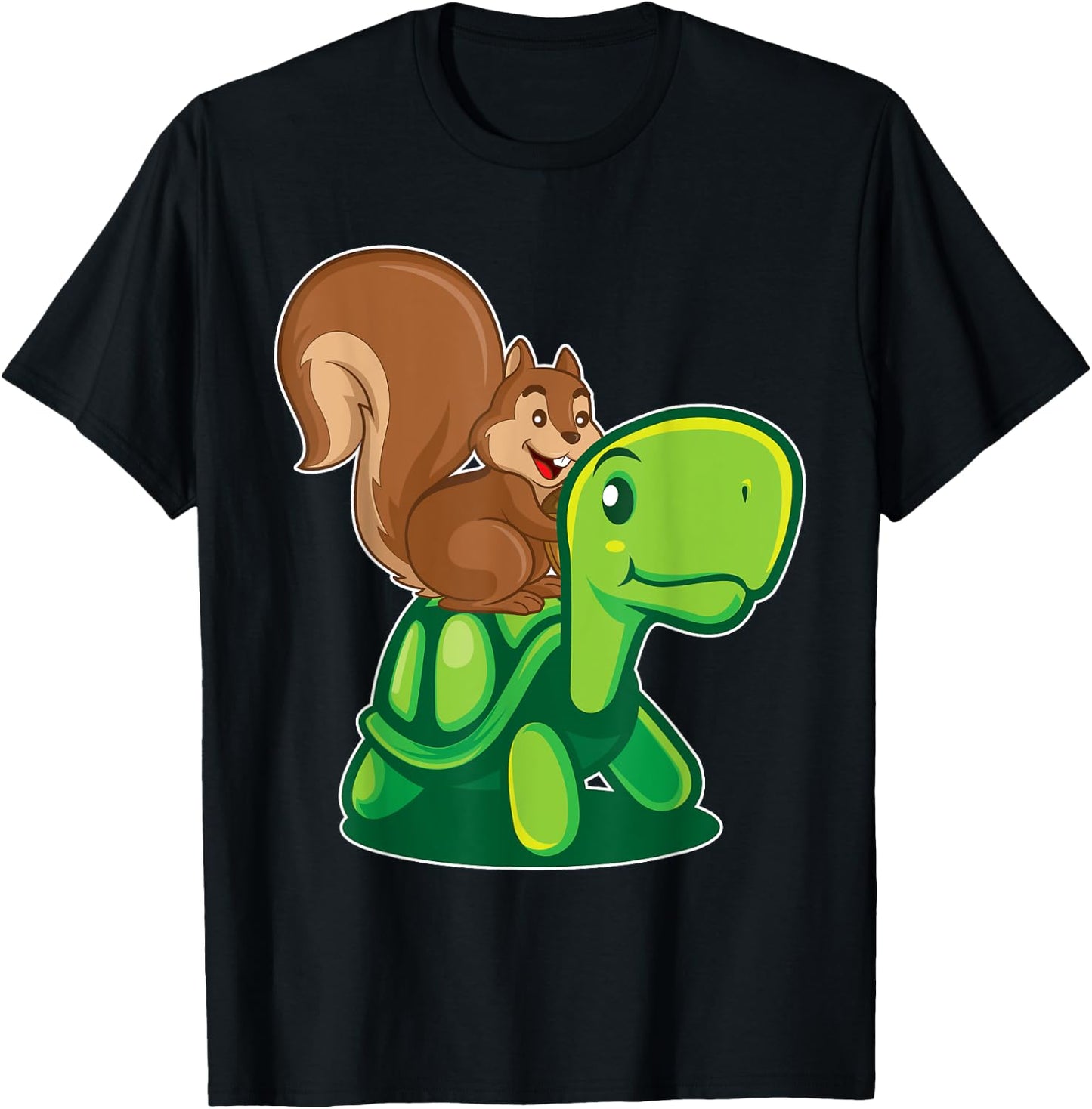 Squirrel Riding A Turtle Squirrel T-Shirt - T-Shirt | Black