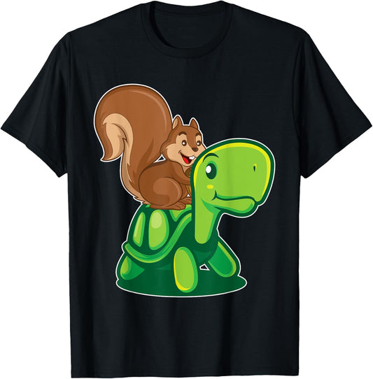 Squirrel Riding A Turtle Squirrel T-Shirt - T-Shirt | Black