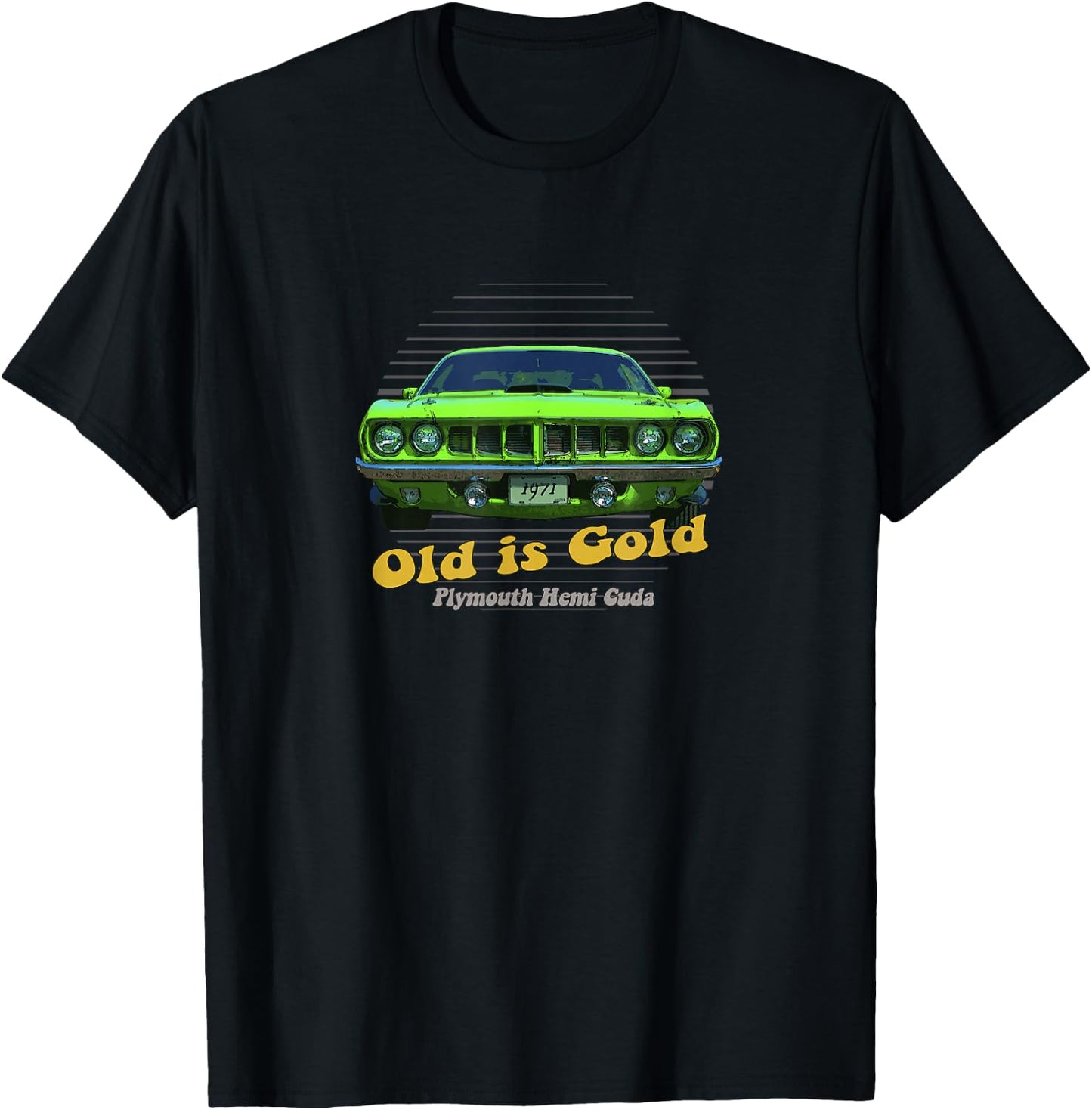 Plymouth Hemi Cuda American Muscle Car Old is Gold T-Shirt - T-Shirt | Black