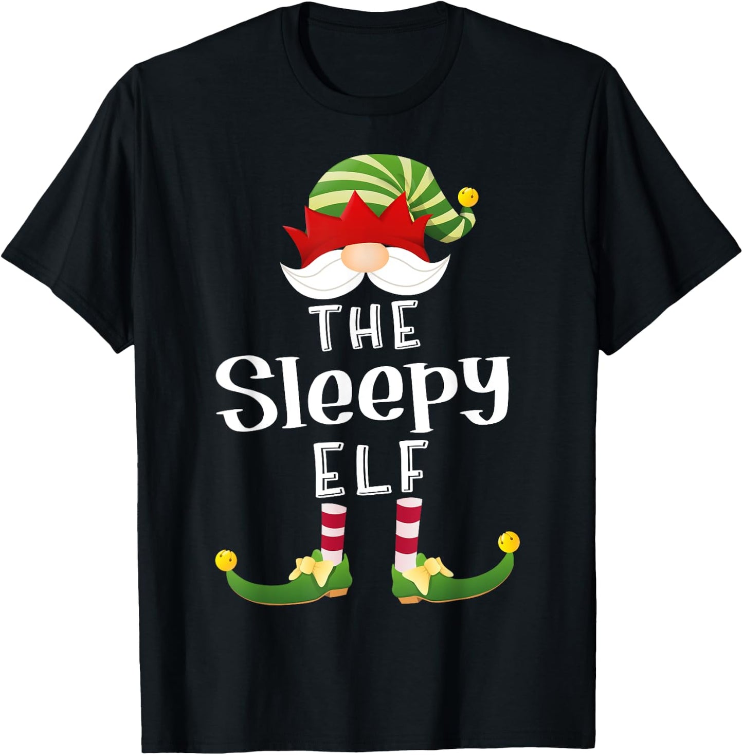 Sleepy Elf Group Christmas Funny Pajama Party T-Shirt - T-Shirt | Black