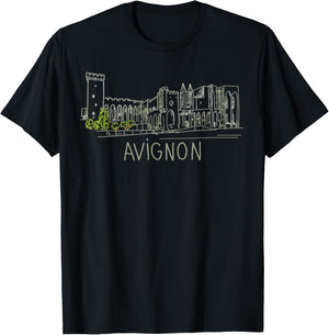 Avignon France Unique Hand Drawn Art Gift Men Women T-Shirt - T-Shirt | Black