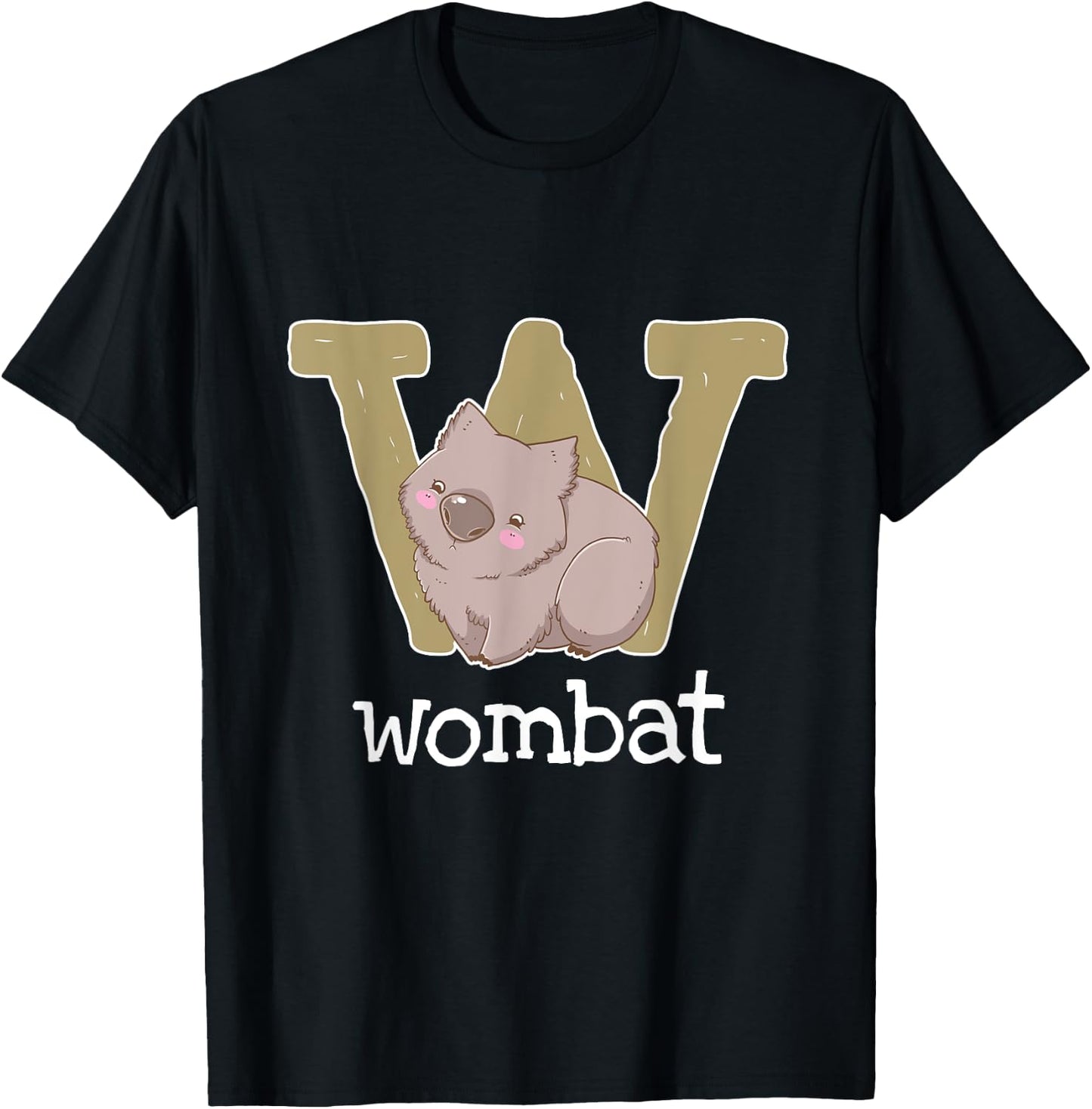 Wombat Alphabet Australia Animals Lover Kids T-Shirt - T-Shirt | Black