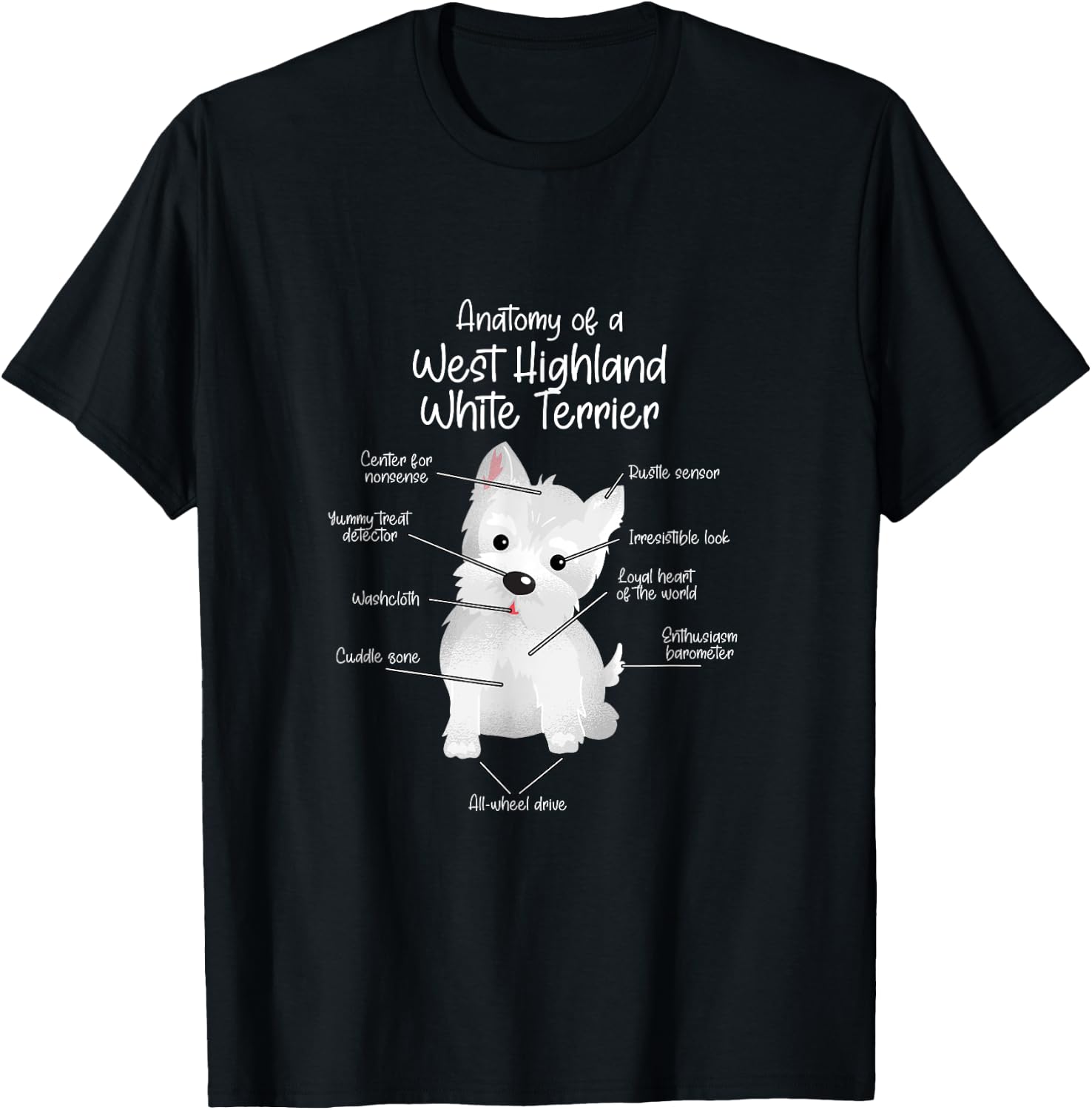 Anatomy of a West Highland White Terrier | Westie Dog dogs Men Women Girls Kids T-Shirt - T-Shirt | Black