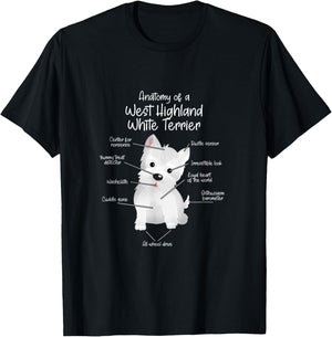 Anatomy of a West Highland White Terrier | Westie Dog dogs Men Women Girls Kids T-Shirt - T-Shirt | Black
