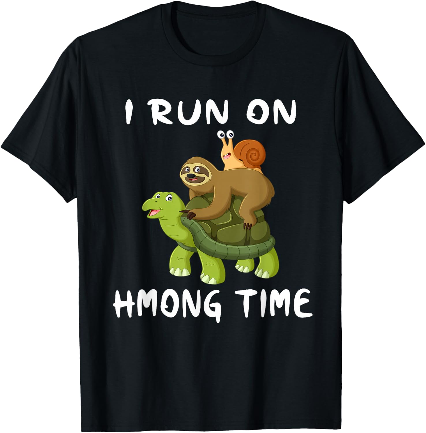 I Run On Hmong Time Funny Hmoob Culture Themed T-Shirt - T-Shirt | Black