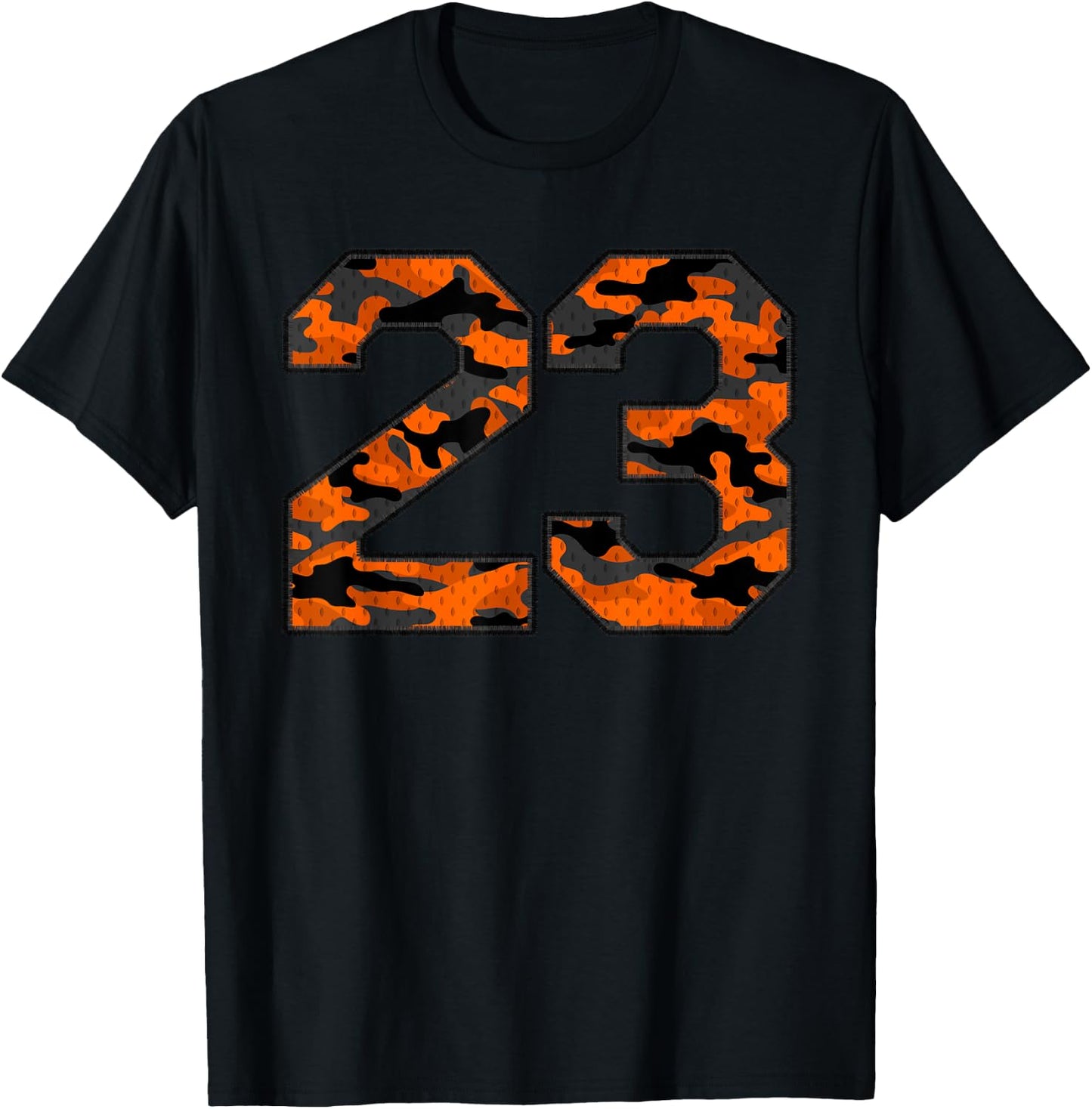 Player Orange Camo Number 23 Sports Team Fan Wear Supporter T-Shirt - T-Shirt | Black