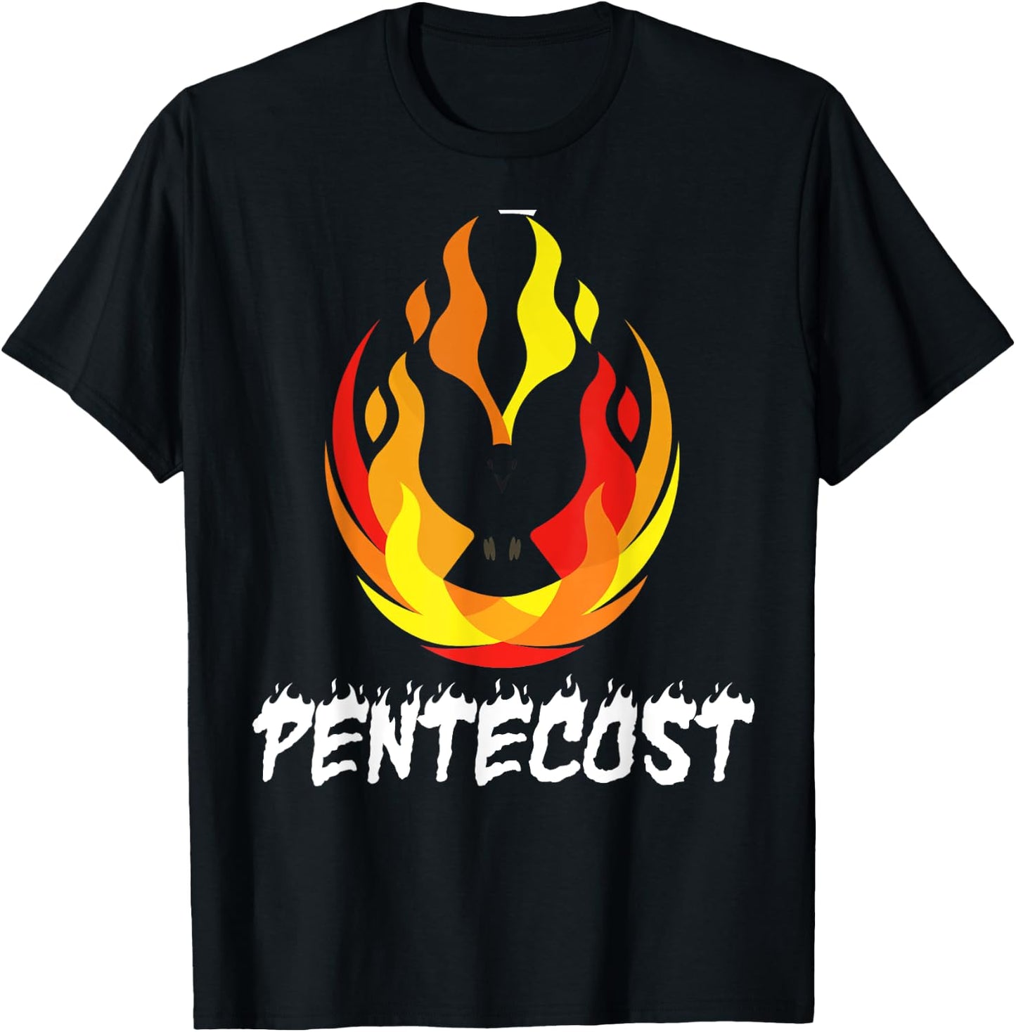 Pentecost Doves Tongues of Fire Flame Acts Holy Spirit T-Shirt - T-Shirt | Black