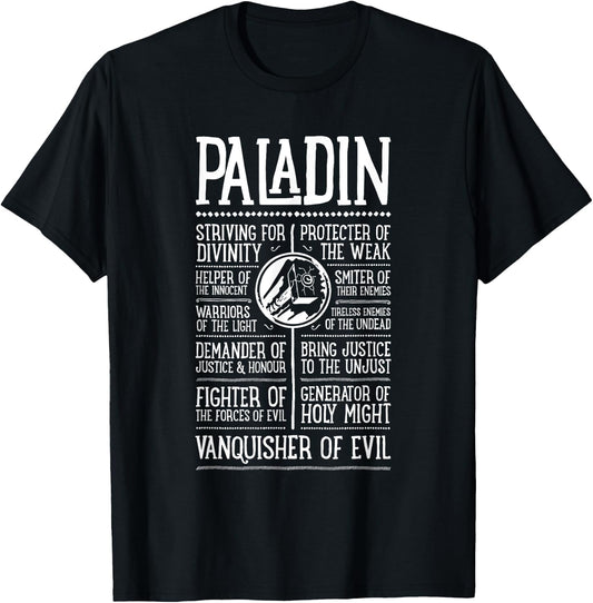 Wow Paladin Role Playing Gamer Small T-Shirt - T-Shirt | Black