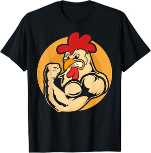 Strong Muscle Chicken Fitness Gym Chickens T-Shirt - T-Shirt | Black