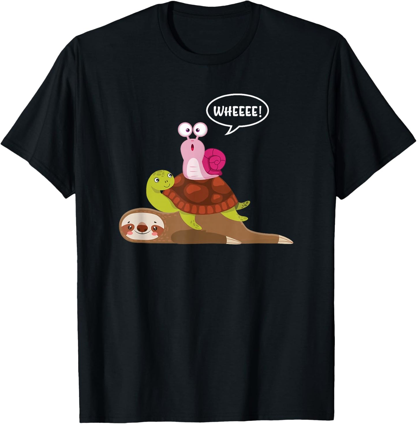 Lazy Animal Snail Turtle Sloth T-Shirt - T-Shirt | Black