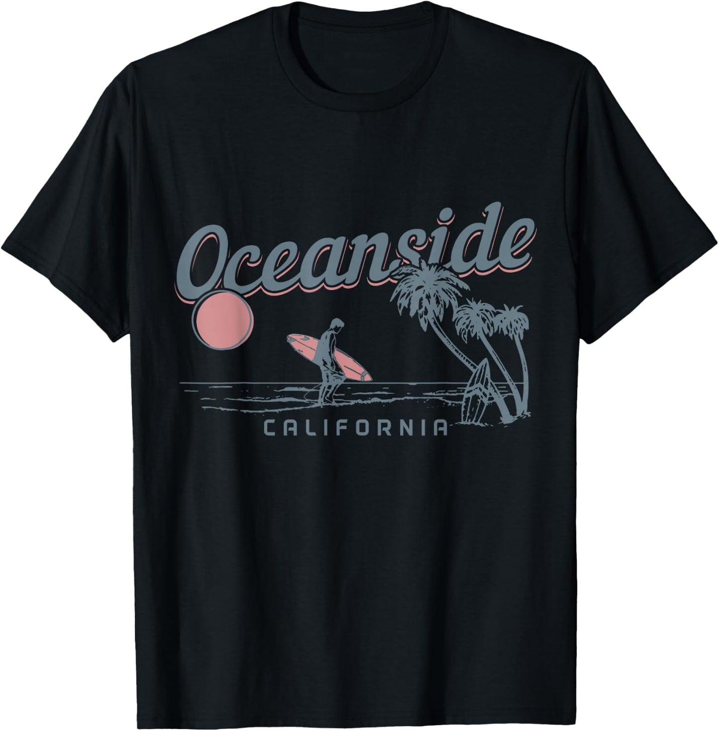 Oceanside California Surf Beach Vintage Souvenir Surfer T-Shirt - T-Shirt | Black