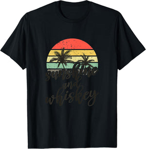 Sunshine And Whiskey Ladies Tropical Day Drinking T-Shirt - T-Shirt | Black