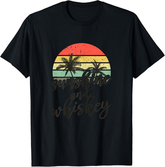 Sunshine And Whiskey Ladies Tropical Day Drinking T-Shirt - T-Shirt | Black