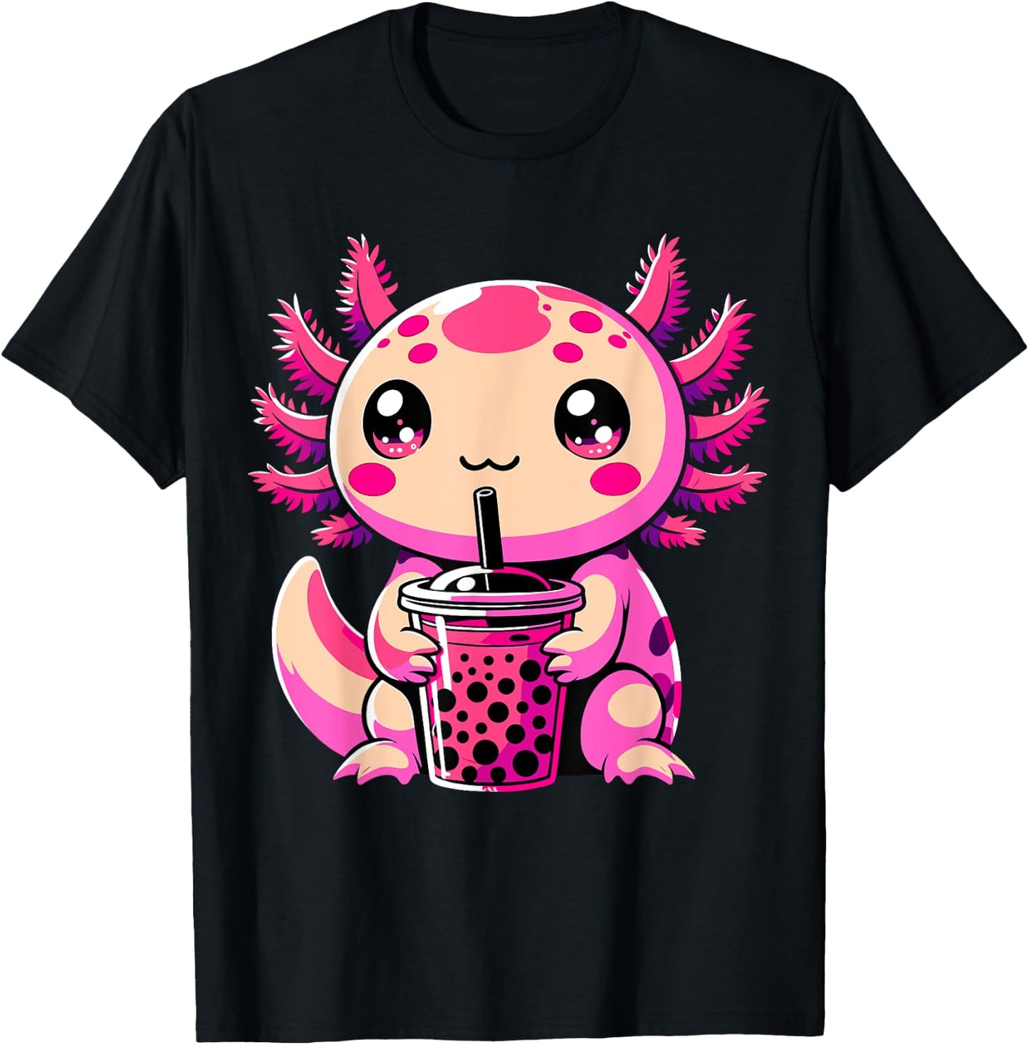 Axolotl Tea Bubble Tea Anime Kawaii Axolotl T-Shirt - T-Shirt | Black