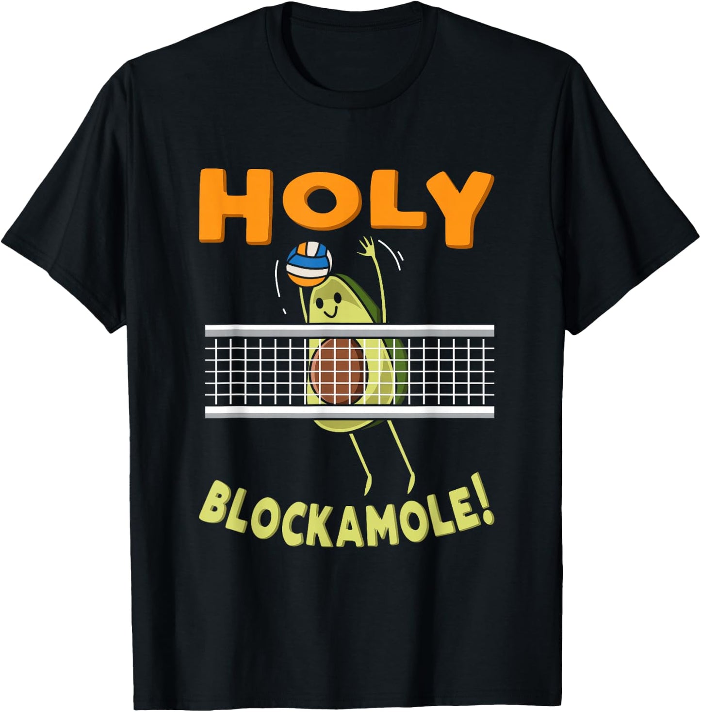 Holy Blockamole Avocado Beach Volleyball Player Vegan Veggie T-Shirt - T-Shirt | Black
