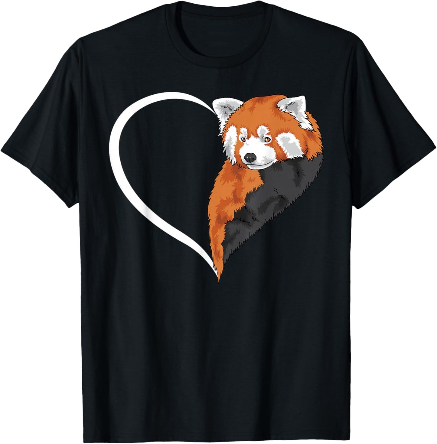 Red Panda Shirts Girls Kids Heart Cute Red Panda T-Shirt - T-Shirt | Black