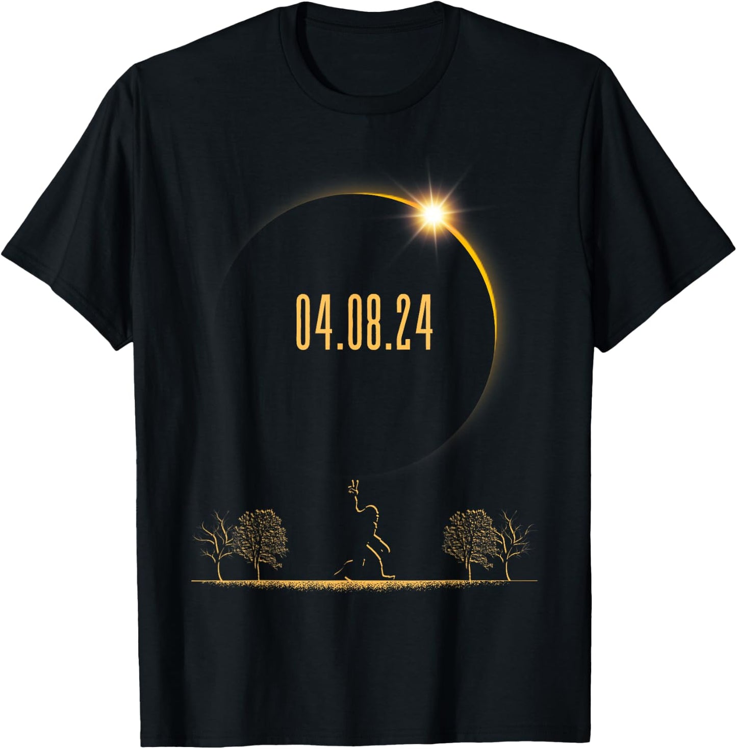 Bigfoot 04.08.24 Total Solar Eclipse 2024 T-Shirt - T-Shirt | Black