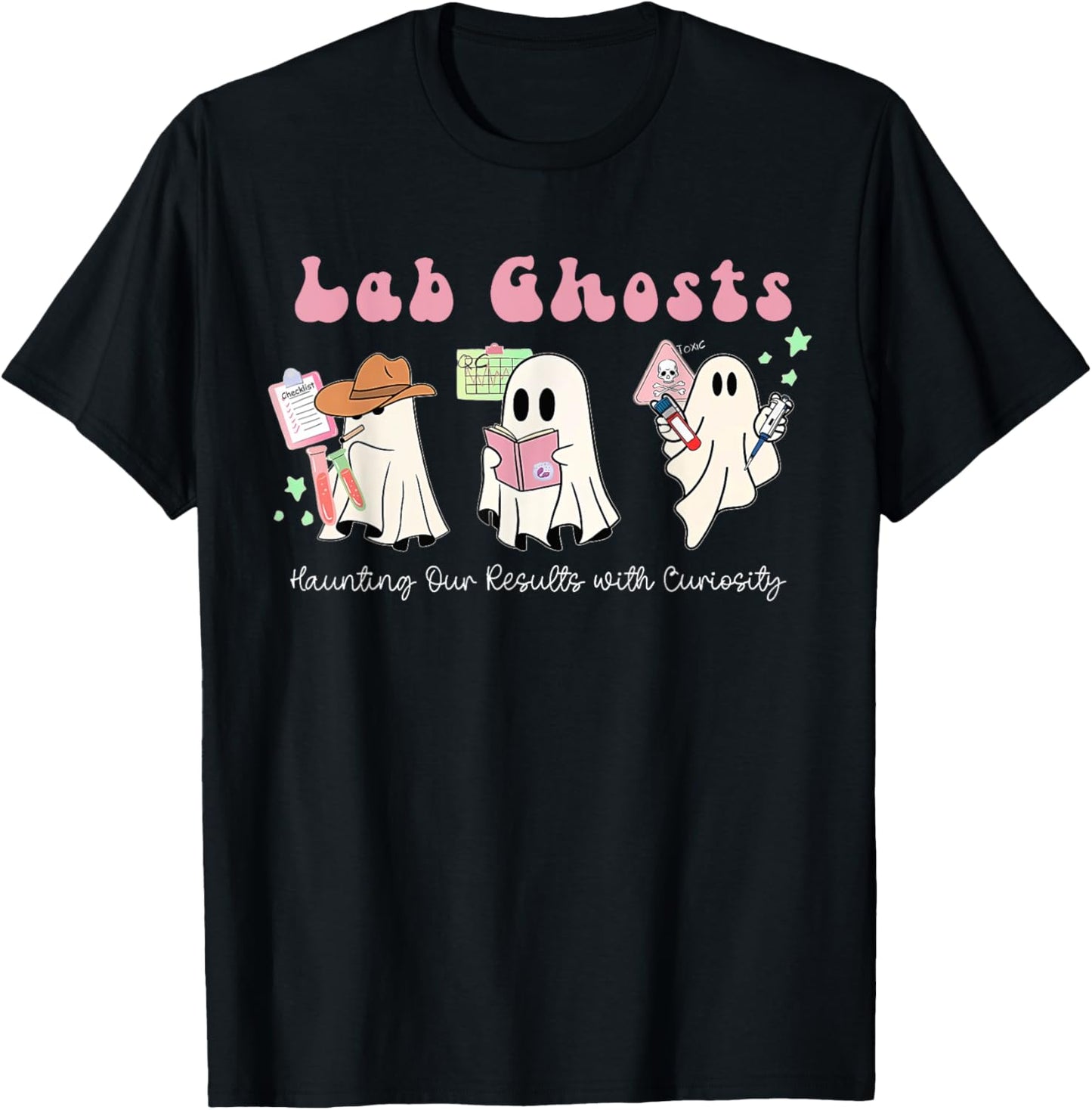 Halloween Costume Ghost Teacher Laboratory Lab Technologist Men Women T-Shirt - T-Shirt | Black